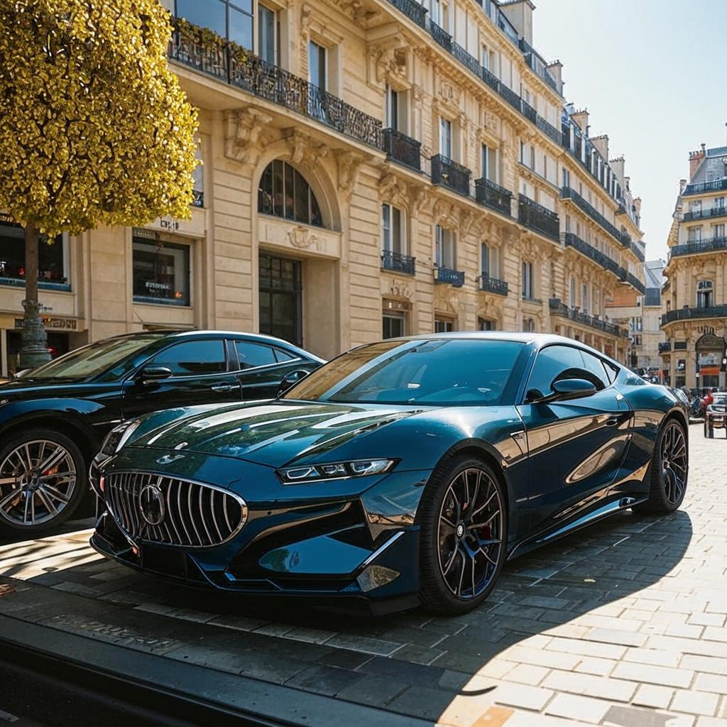 Véhicules de luxe modernes devant le showroom werdanstypes à Paris